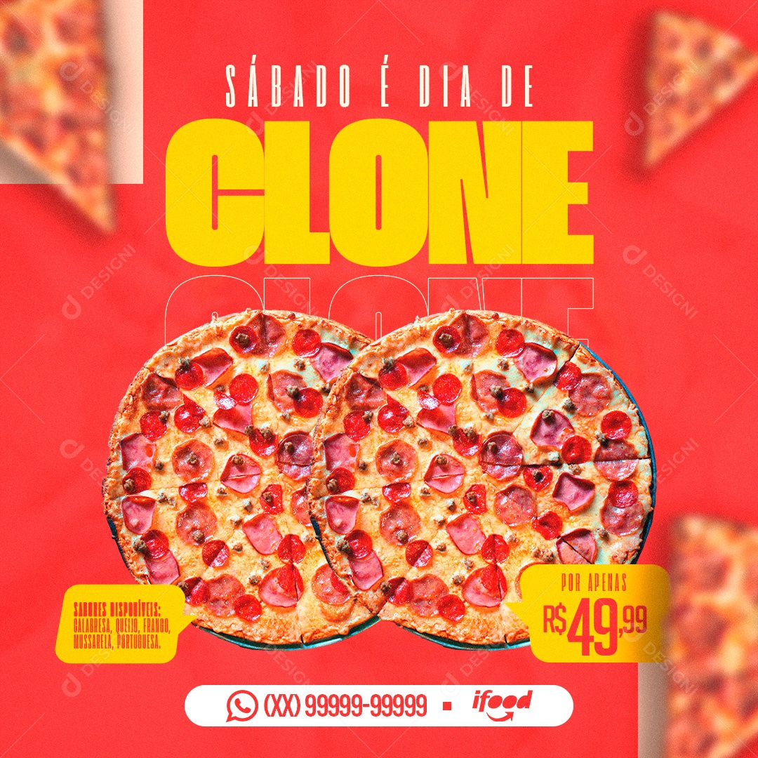 Post Pizza Clone Social Media PSD Editável