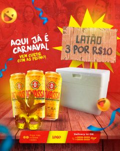 Post Cerveja Aqui Já É Carnaval Social Media PSD Editável