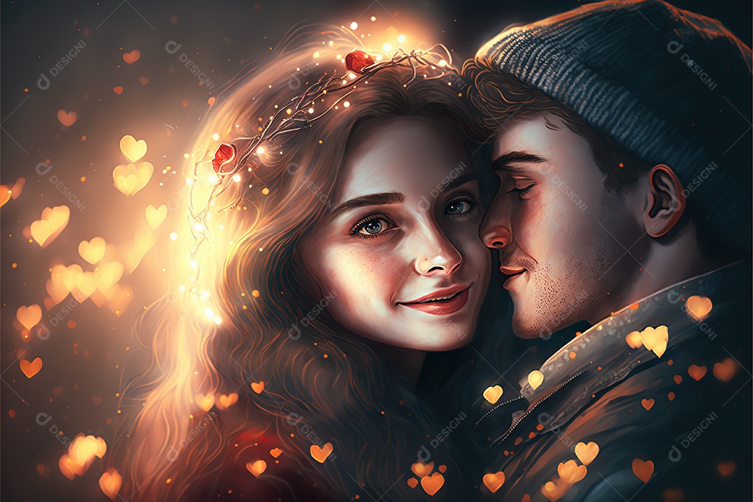 Ilustração gerada por de um casal comemorando o dia dos namorados, fantasia