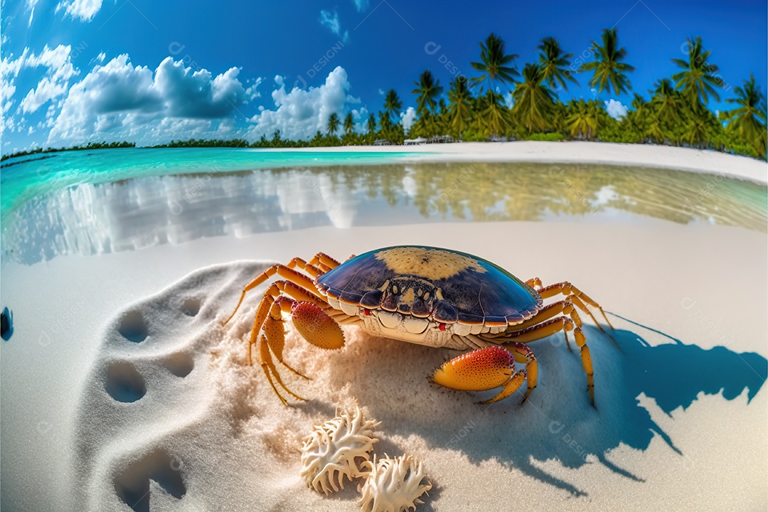 Caranguejo em uma praia, detalhe