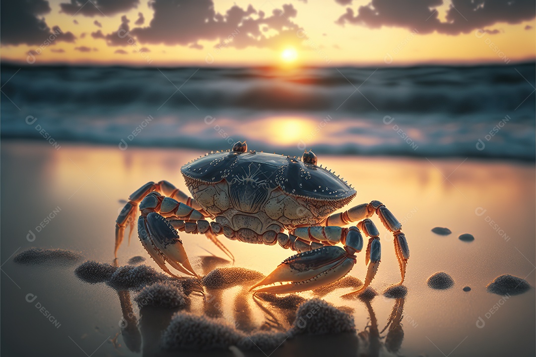 Caranguejo em uma praia, detalhe