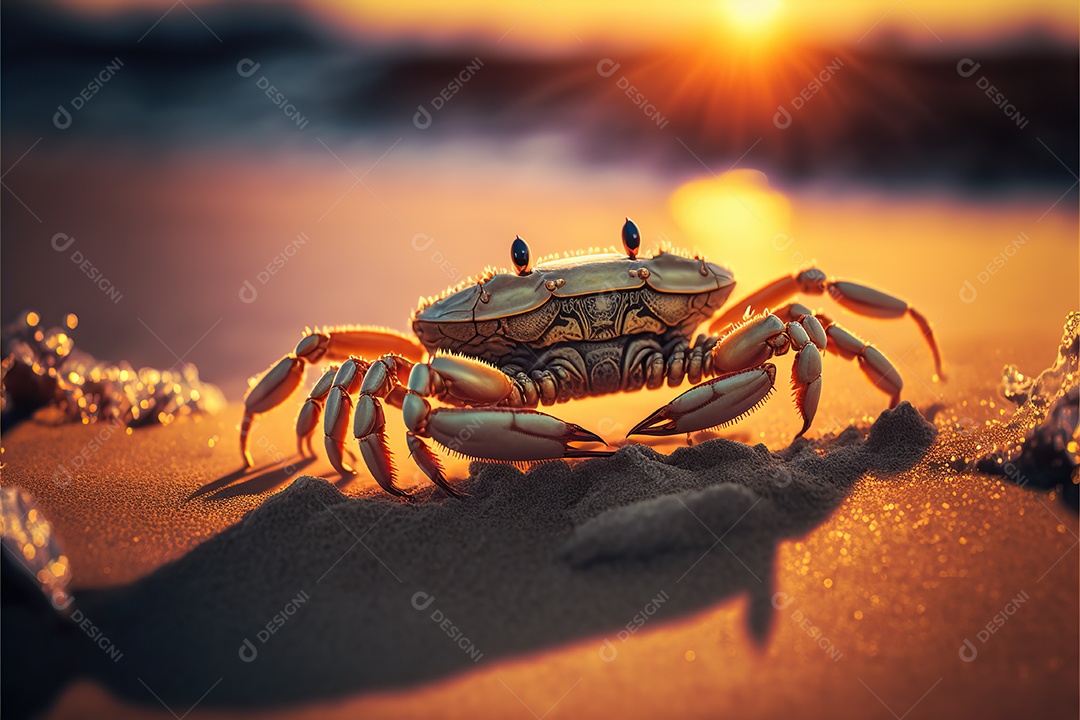 Caranguejo em uma praia, detalhe