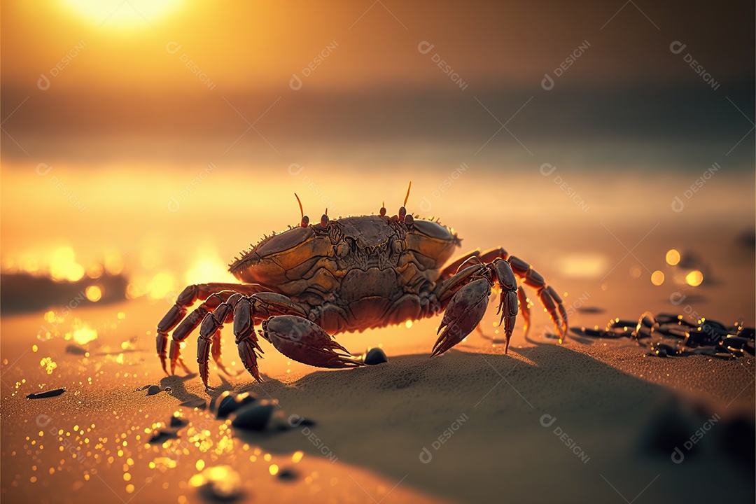Caranguejo em uma praia, detalhe