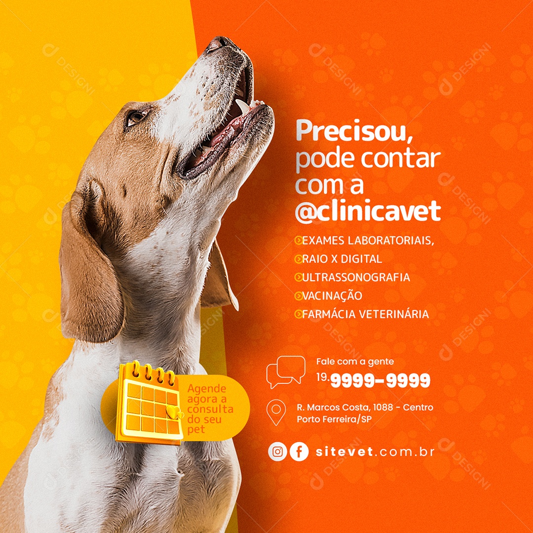 Precisou Pode Contar com a Clínica Veterinária Social Media PSD Editável