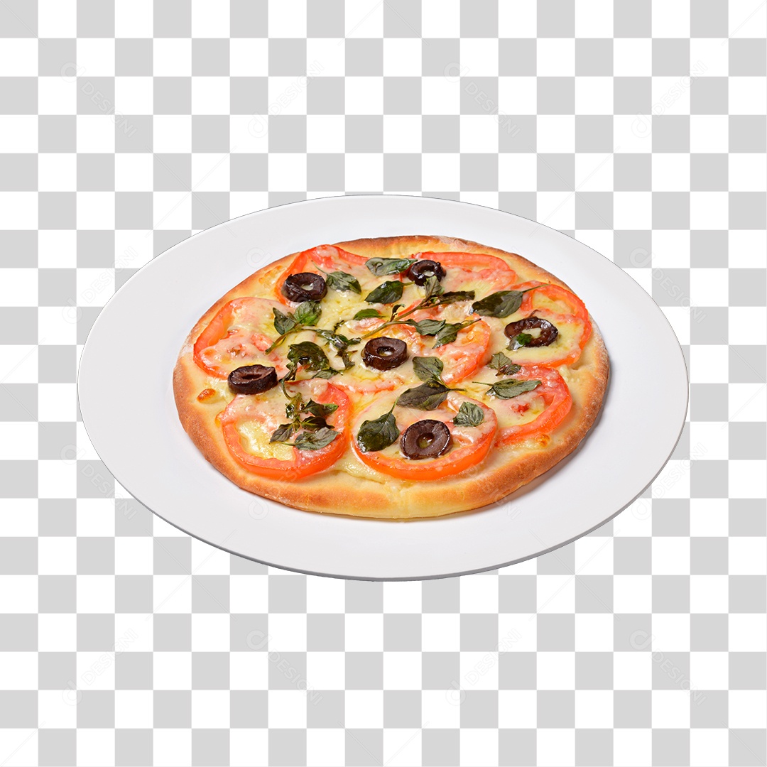 Pizza em um Prato Branco PNG Transparente