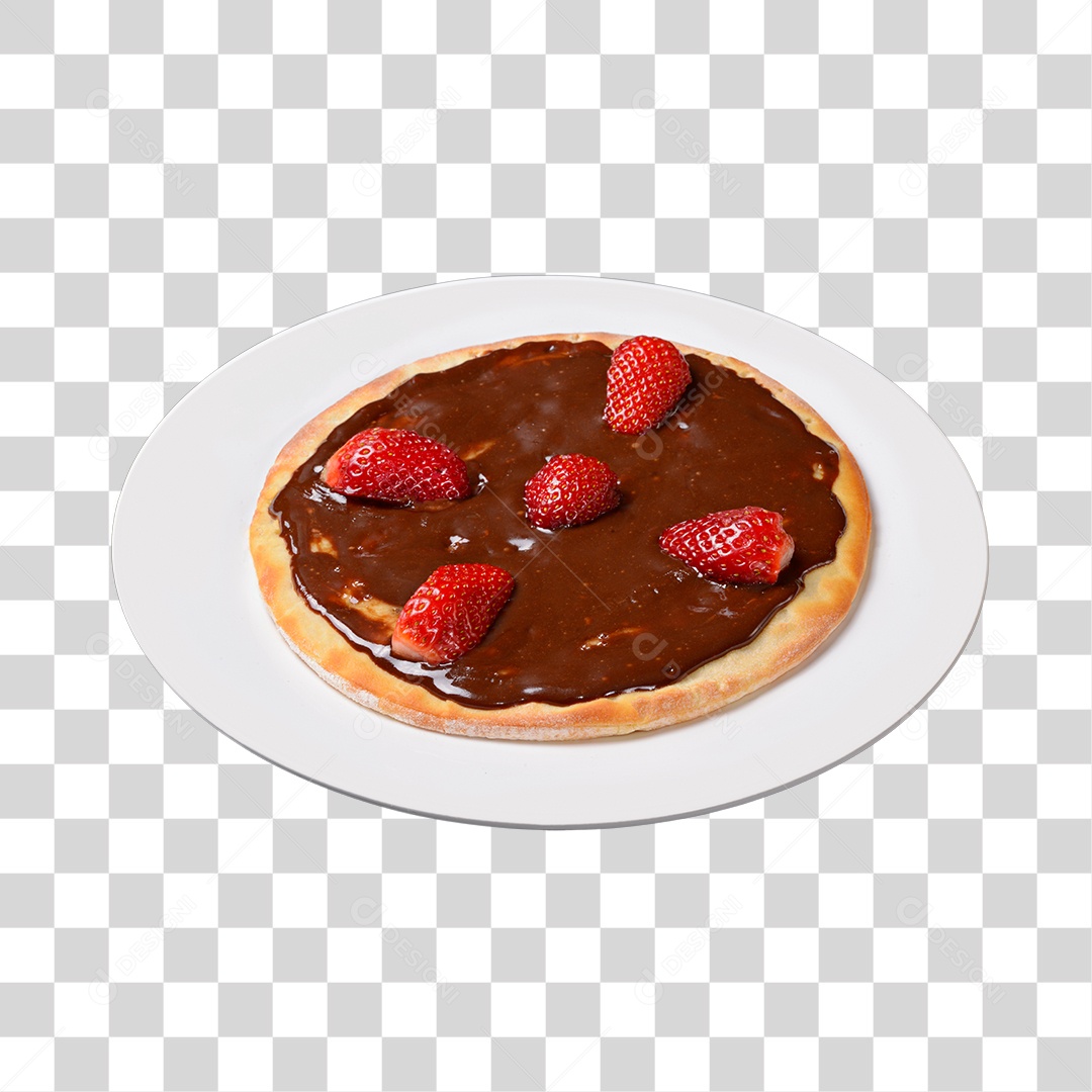 Prato Com Pizza de Chocolate PNG Transparente