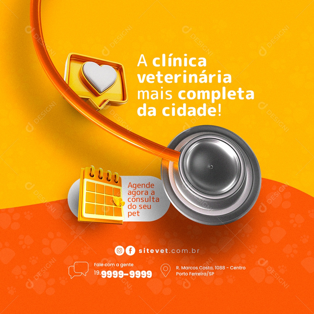 A Clínica Veterinária mais Completa da Cidade Social Media PSD Editável