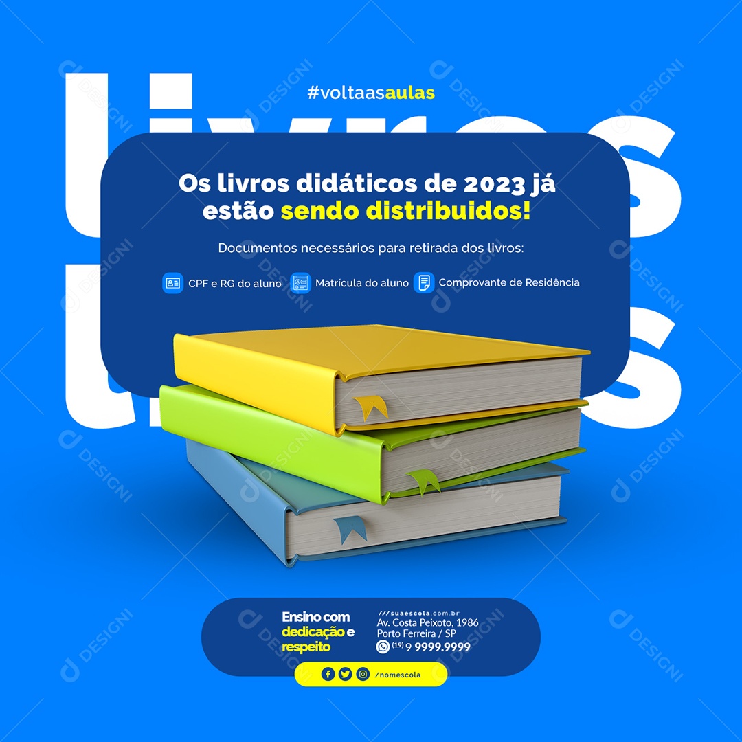 Os Livros Didáticos de 2023 Volta às Aulas Social Media PSD Editável