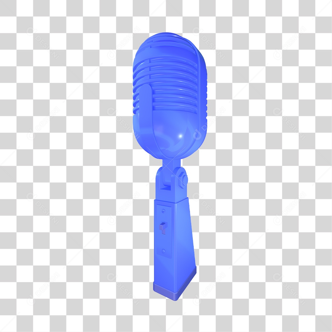 Ilustração de Microfone Azul 3D Para Composição PNG Transparente