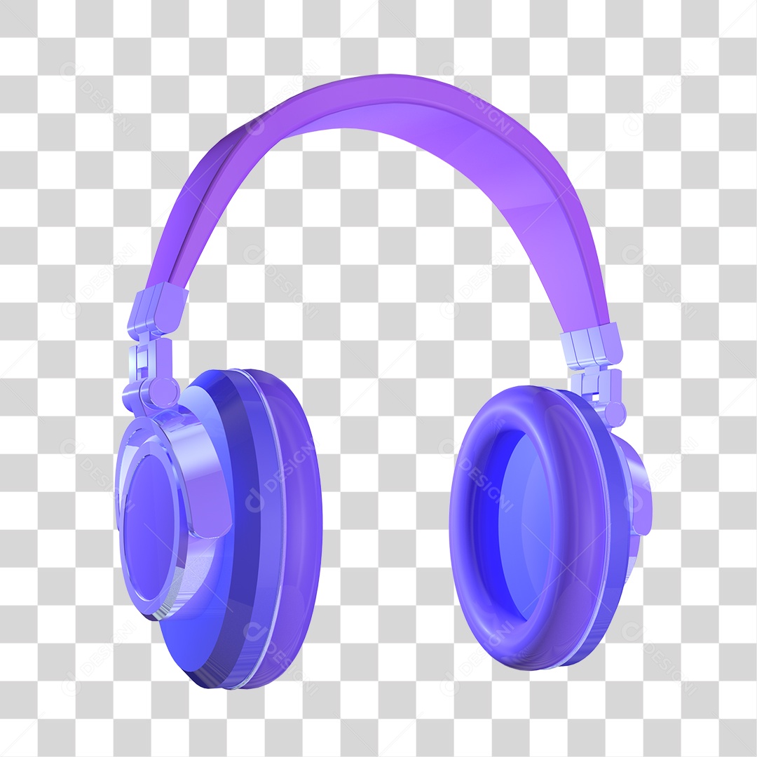 Elemento 3D Para Composição Fone de Ouvido Headset Roxo PNG Transparente