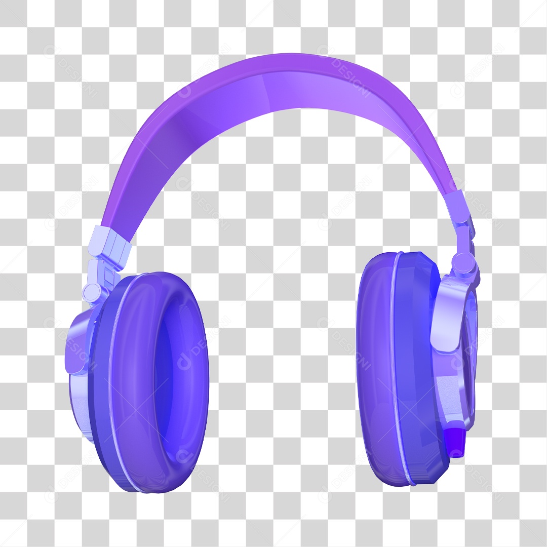 Elemento 3D Para Composição Fone de Ouvido Headset Roxo PNG Transparente