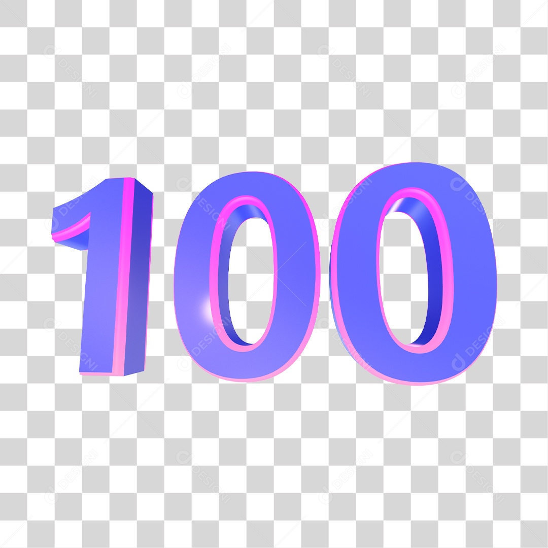 Número 3D 100 Roxo Para Composição PNG Transparente