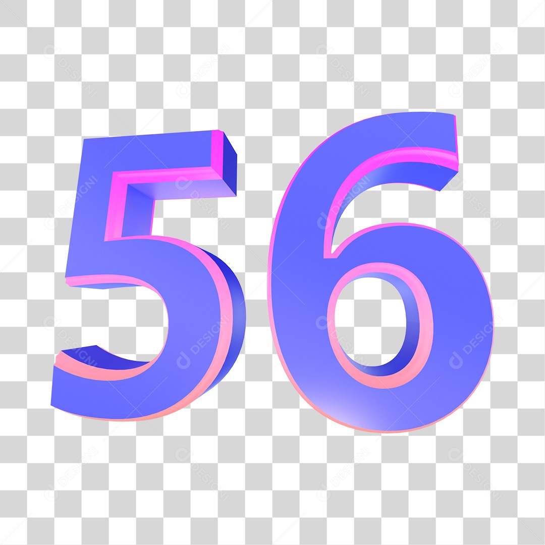 Número 3D 56 Roxo Para Composição PNG Transparente