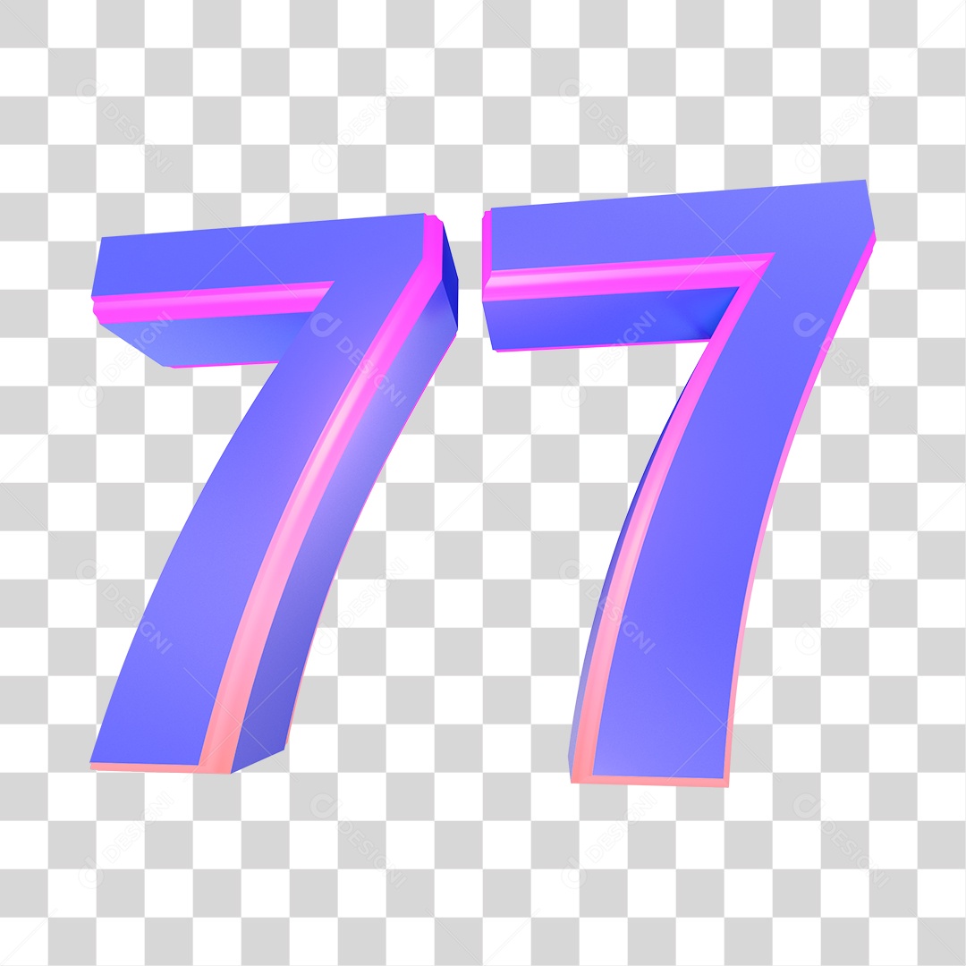 Número 3D 77 Roxo Para Composição PNG Transparente