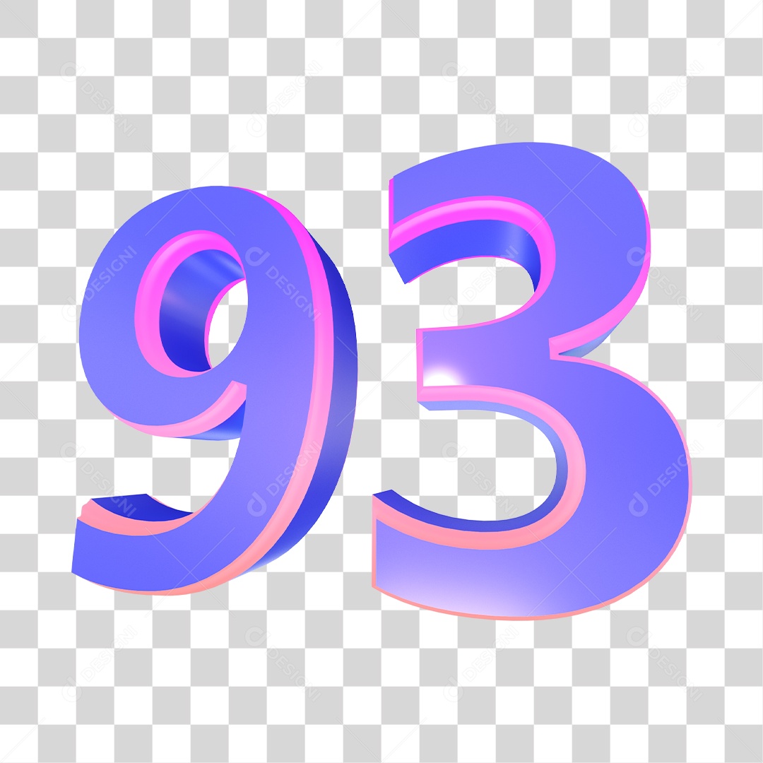 Número 3D 93 Roxo Para Composição PNG Transparente