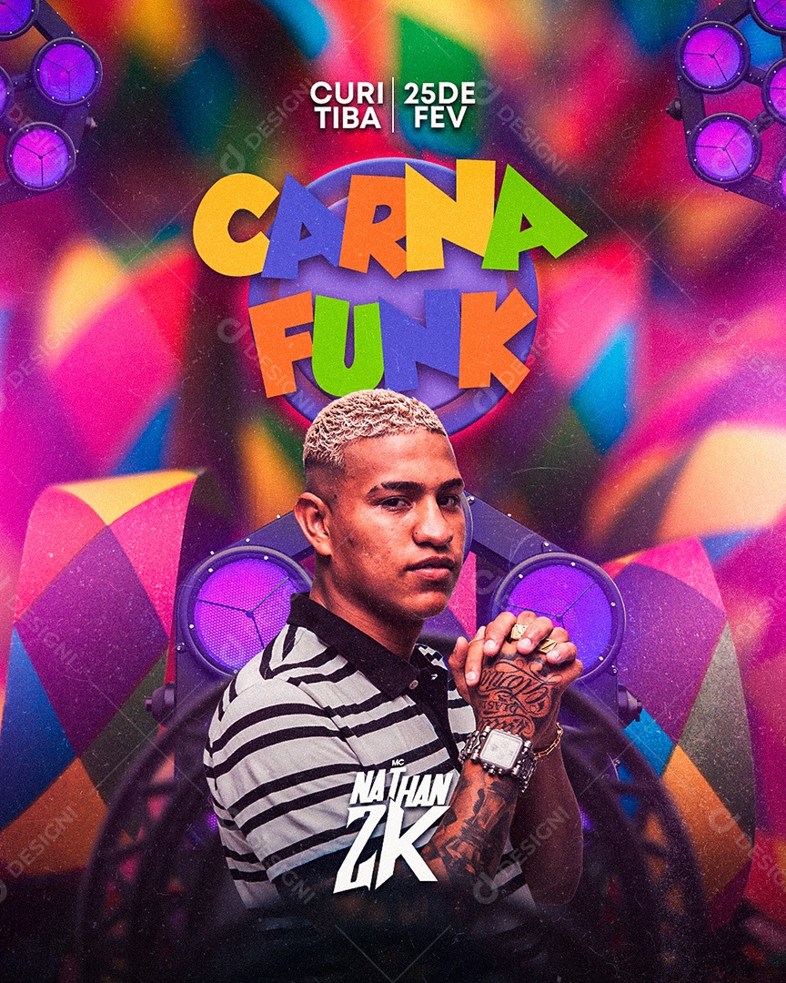 Flyer Carna Funk MC Nathan ZK Social Media PSD Editável