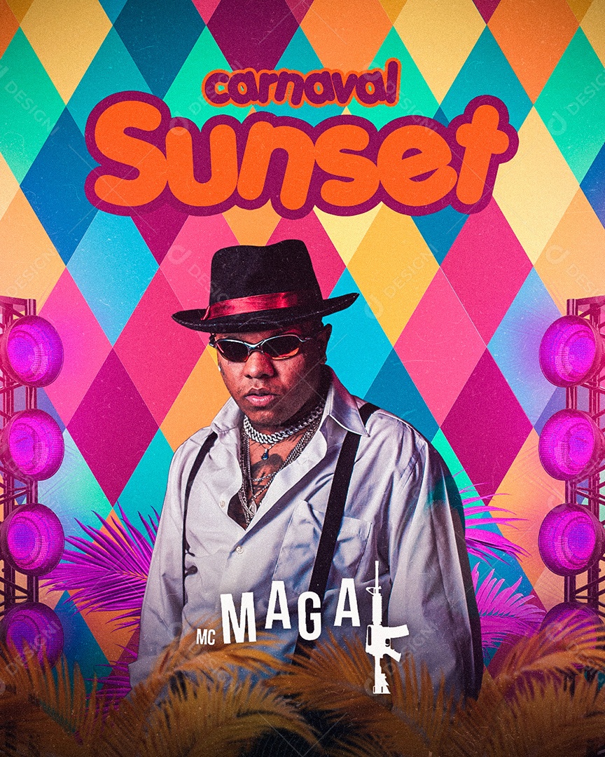 Flyer Carnaval Sunset MC Magal Social Media PSD Editável