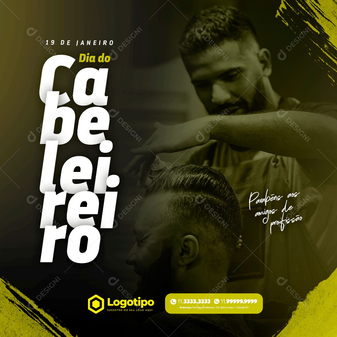 Post Dia do Cabeleiro Social Media PSD Editável