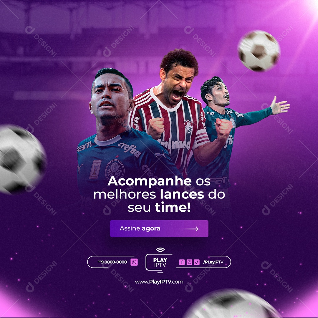 Acompanhe os Melhores Lances do Time IPTV Social Media PSD Editável