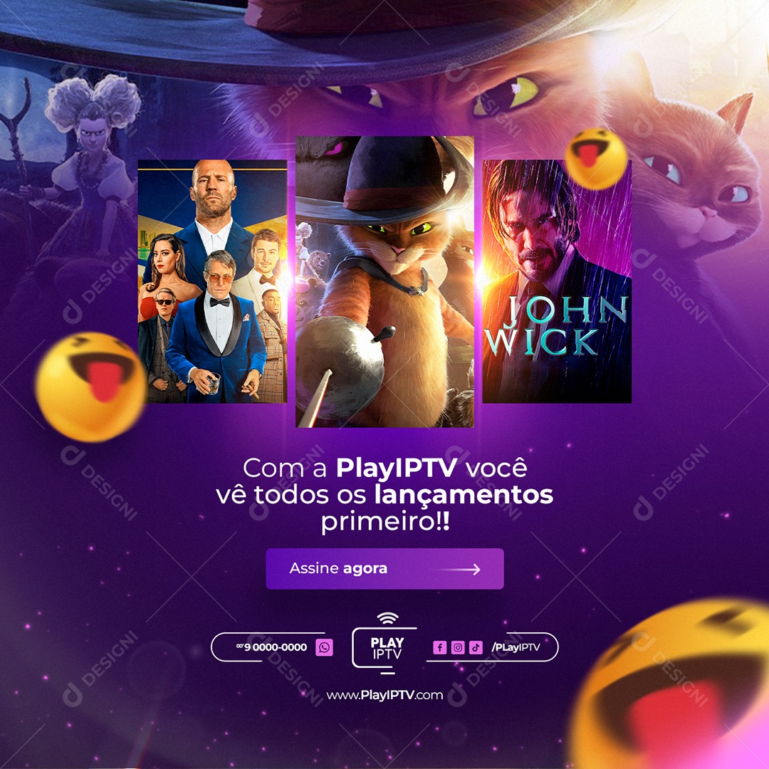 Com a a Play IPTV Você Vê Todos os Lançamentos Primeiro IPTV  Social Media  PSD Editável