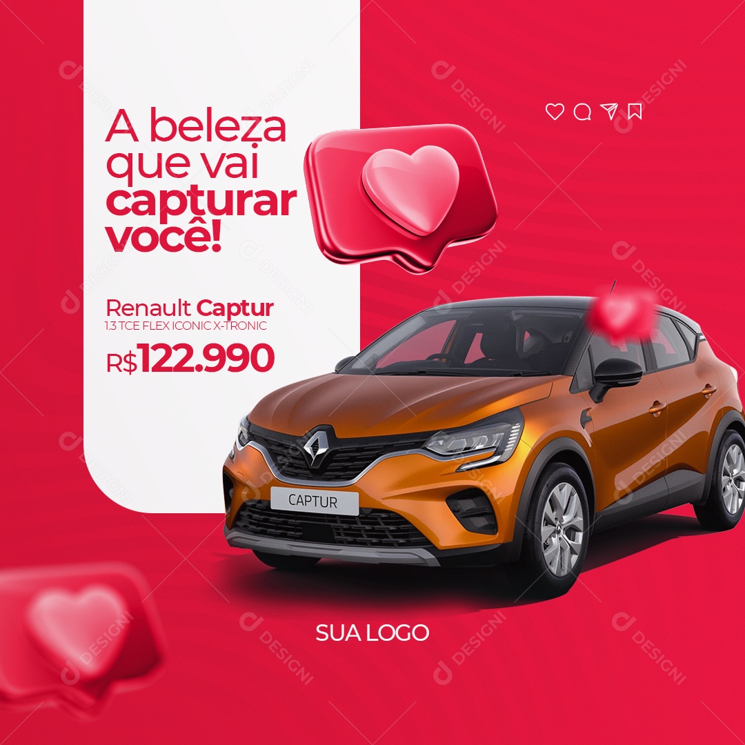 A Beleza que Vai Capturar Você! Concessionária de Veículos Social Media PSD Editável