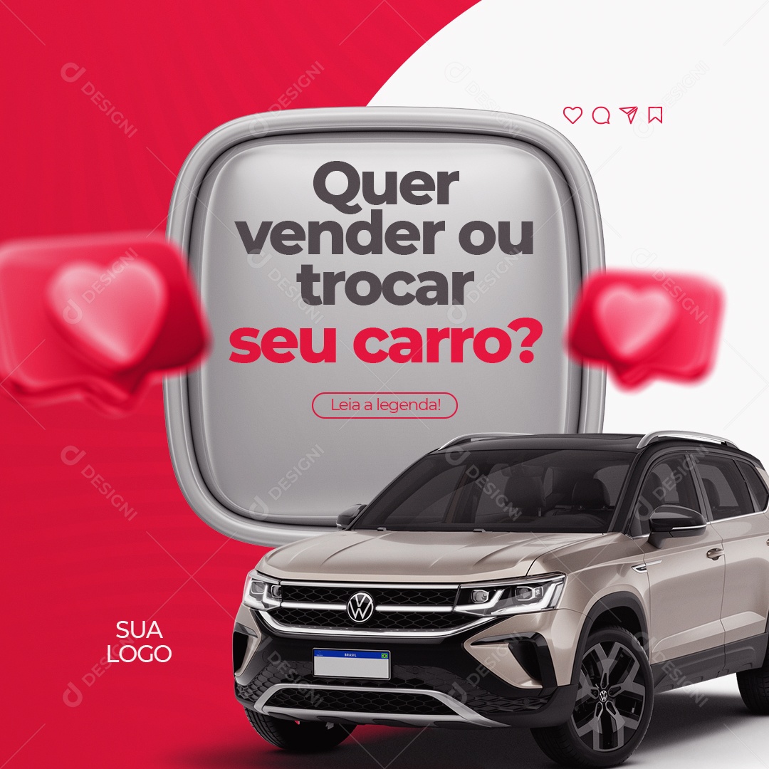 Quer Vender ou Trocar seu Carro? Concessionária de Veículos Social Media PSD Editável