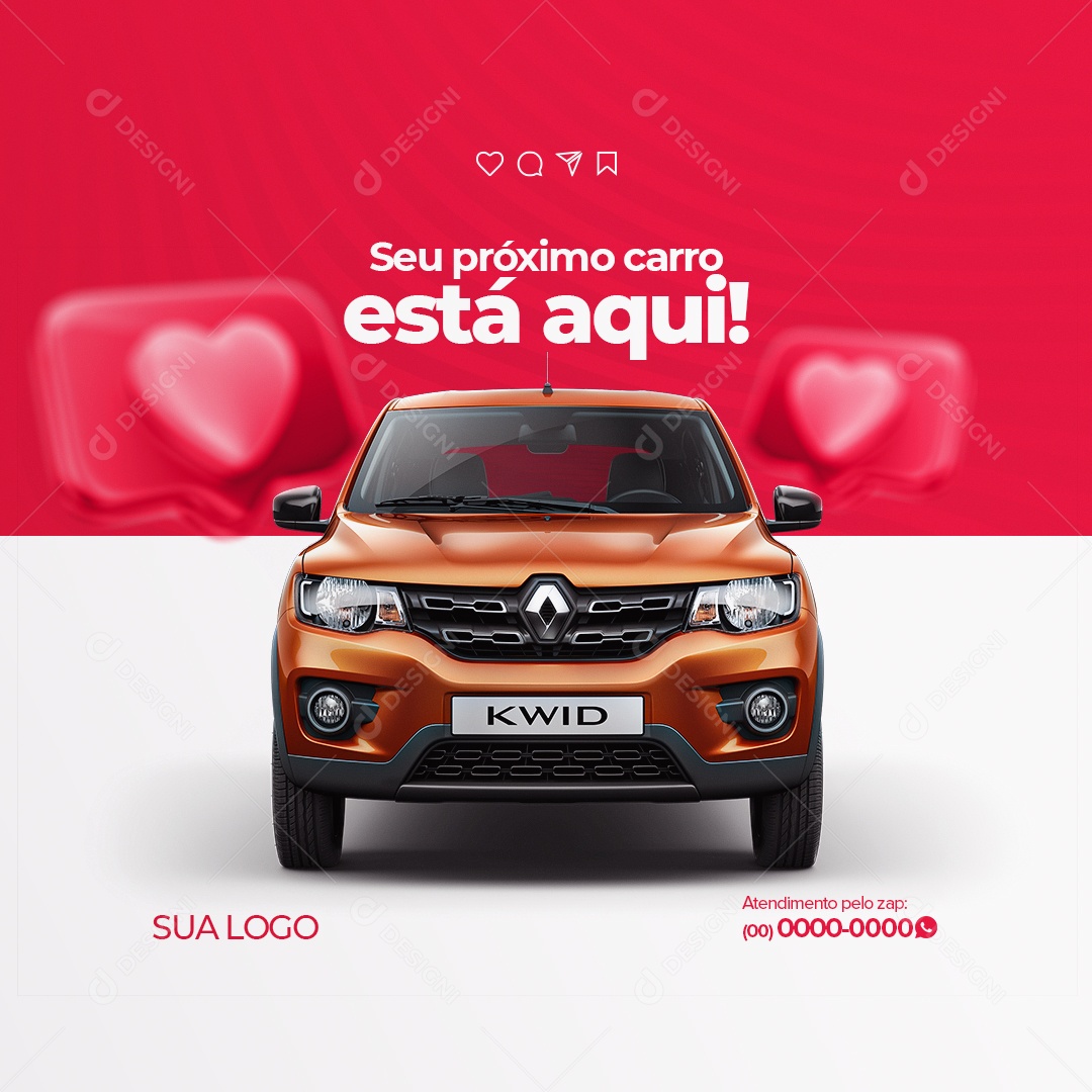 Seu Prómixo Carra Está Aqui! Concessionária de Veículos Social Media PSD Editável