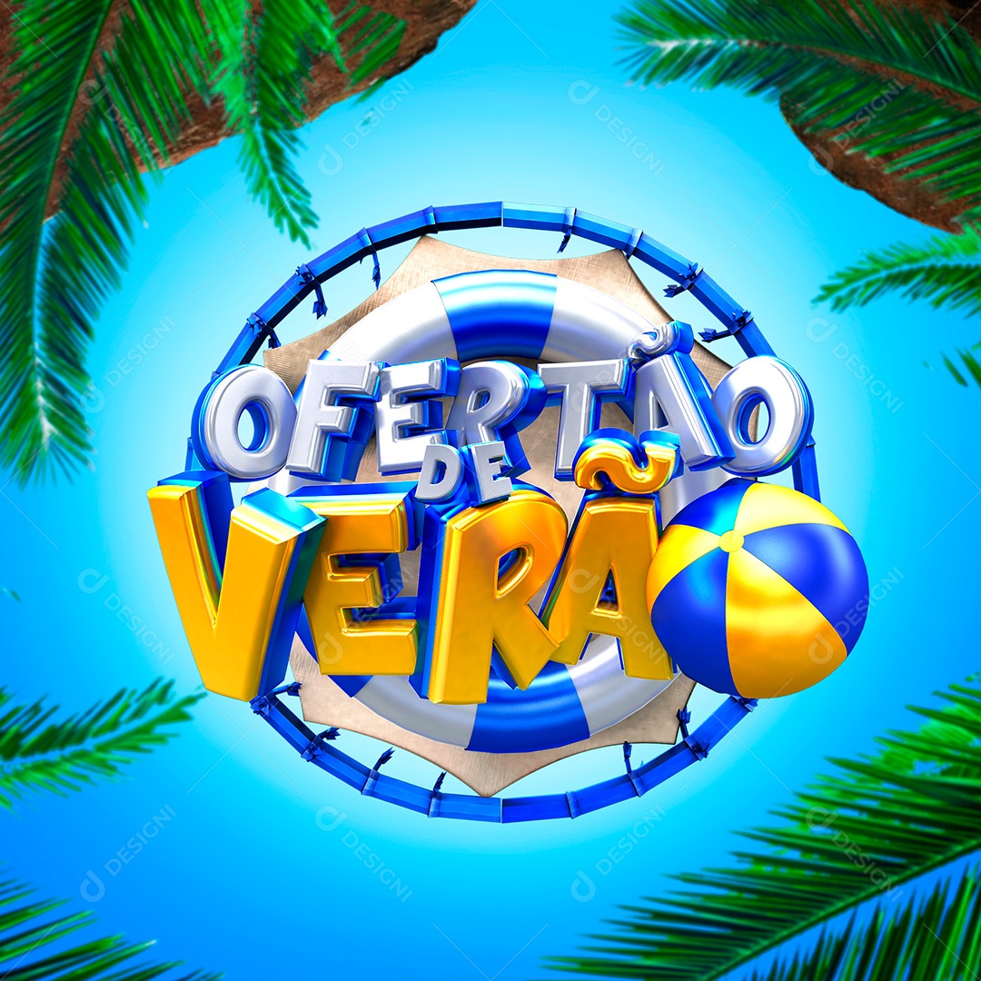Selo 3D Para Composição Oferta de Verão PSD