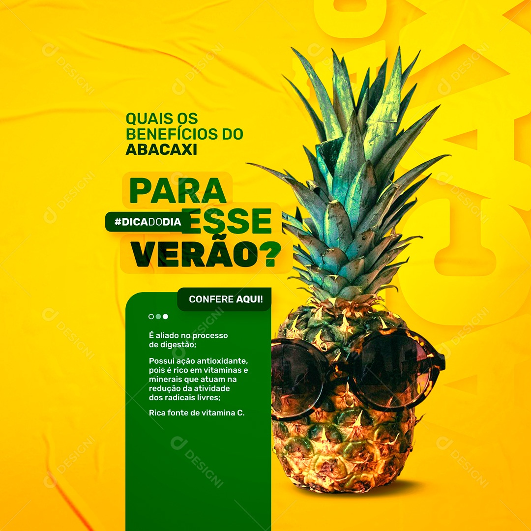 Post Hortifrúti Quais Benefícios do Abacaxi Social Media PSD Editável