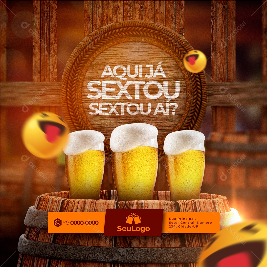 Aqui Já Sexto, Sextou Aí Cervejaria Social Media PSD Editável