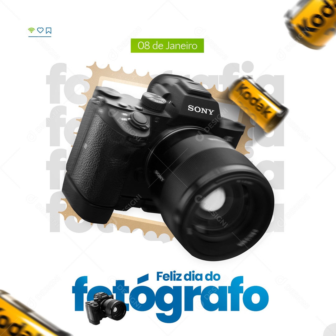 Feliz Dia do Fotógrafo 08 de Janeiro Social Media PSD Editável