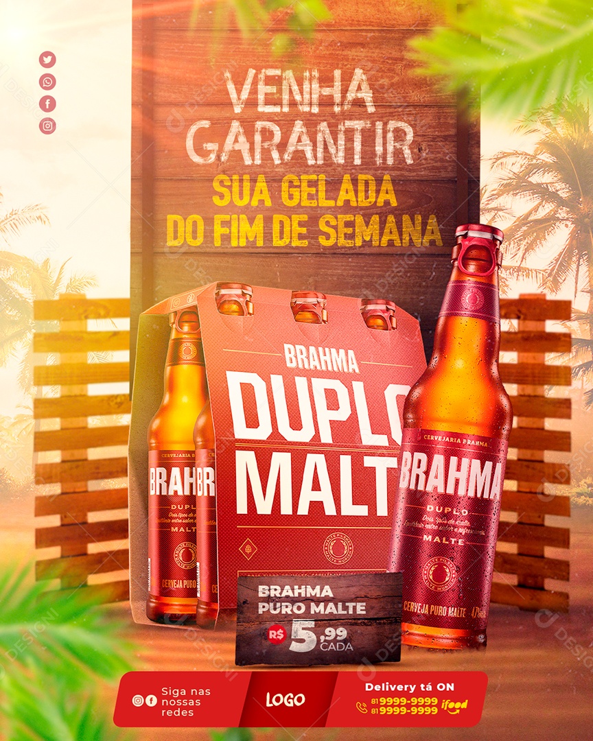 Post Cerveja Bhrama Duplo Malte Social Media PSD Editável