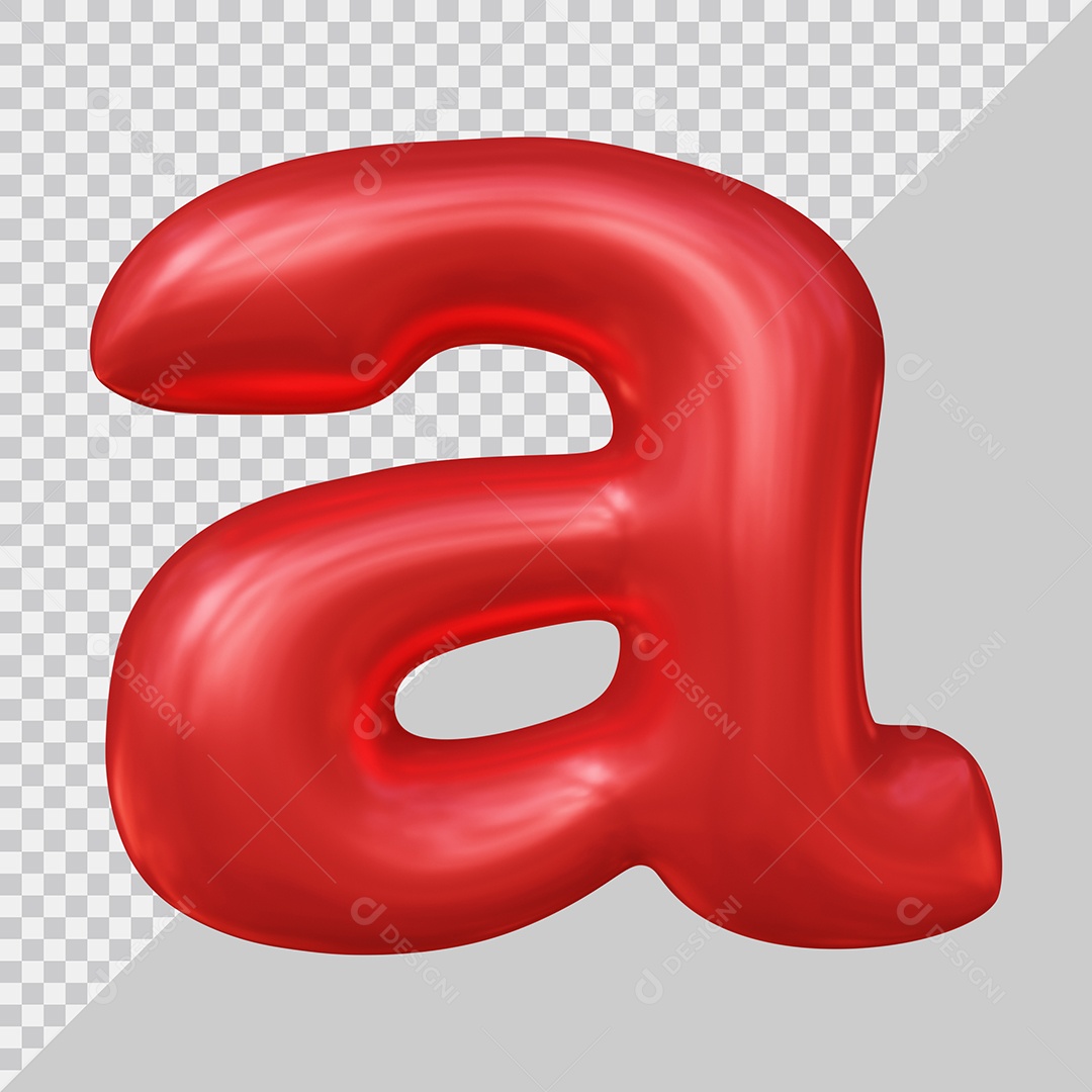 Elemento 3D Para Composição Letra A Minúscula Vermelha PSD