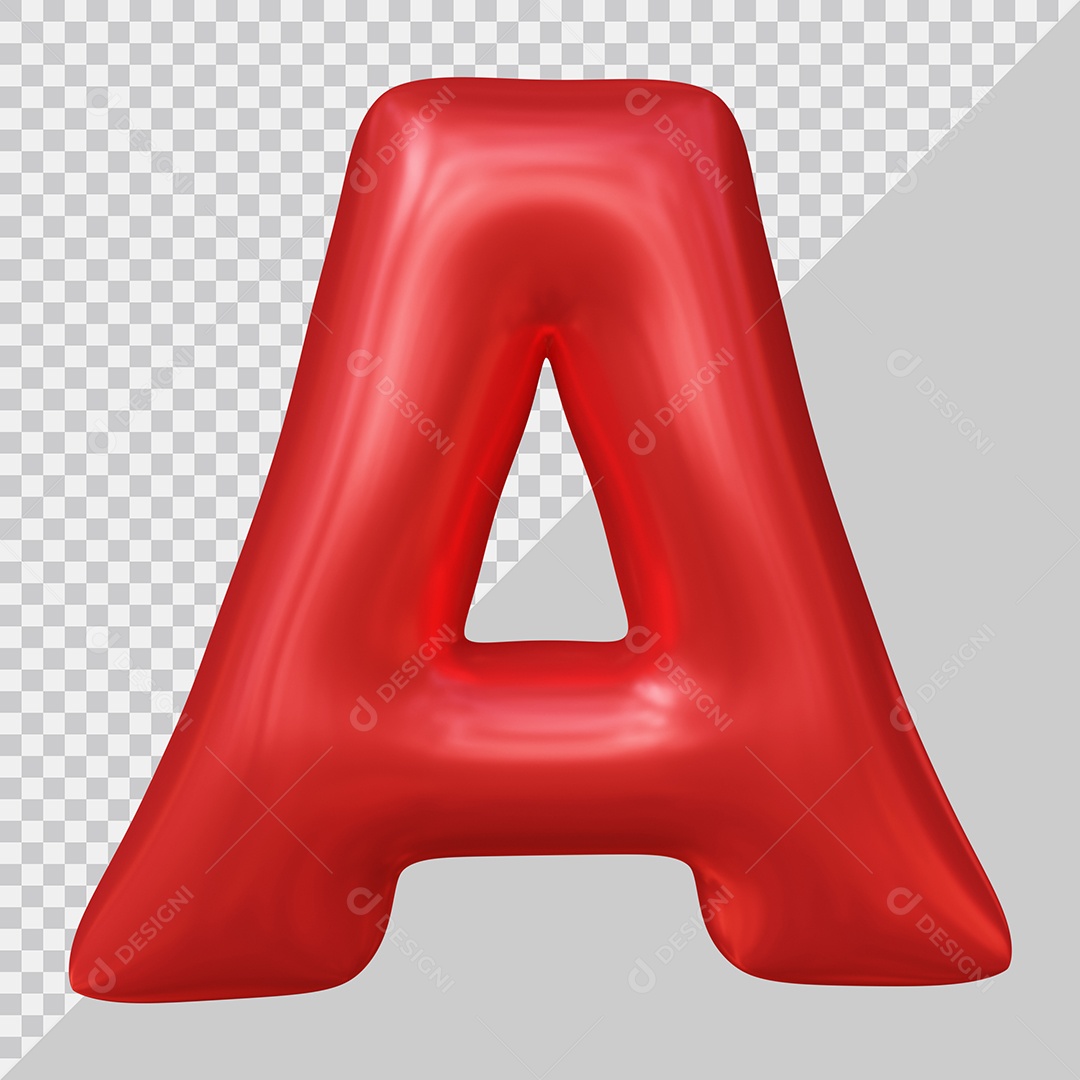 Elemento 3D Para Composição Letra A Maiúscula Vermelha PSD