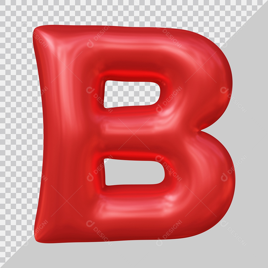 Elemento 3D Para Composição Letra B Maiúscula Vermelha PSD