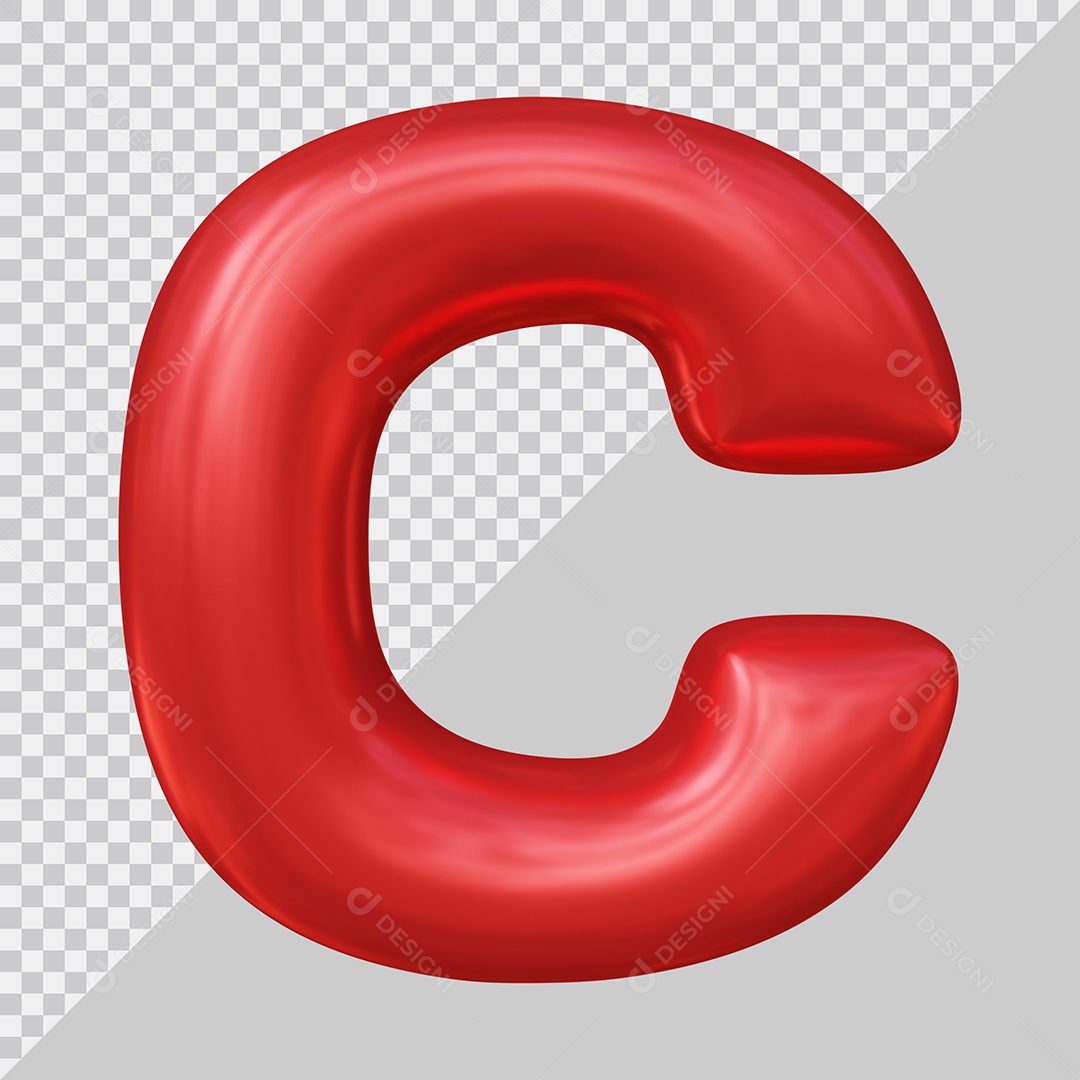 Elemento 3D Para Composição Letra C Maiúscula Vermelha PSD