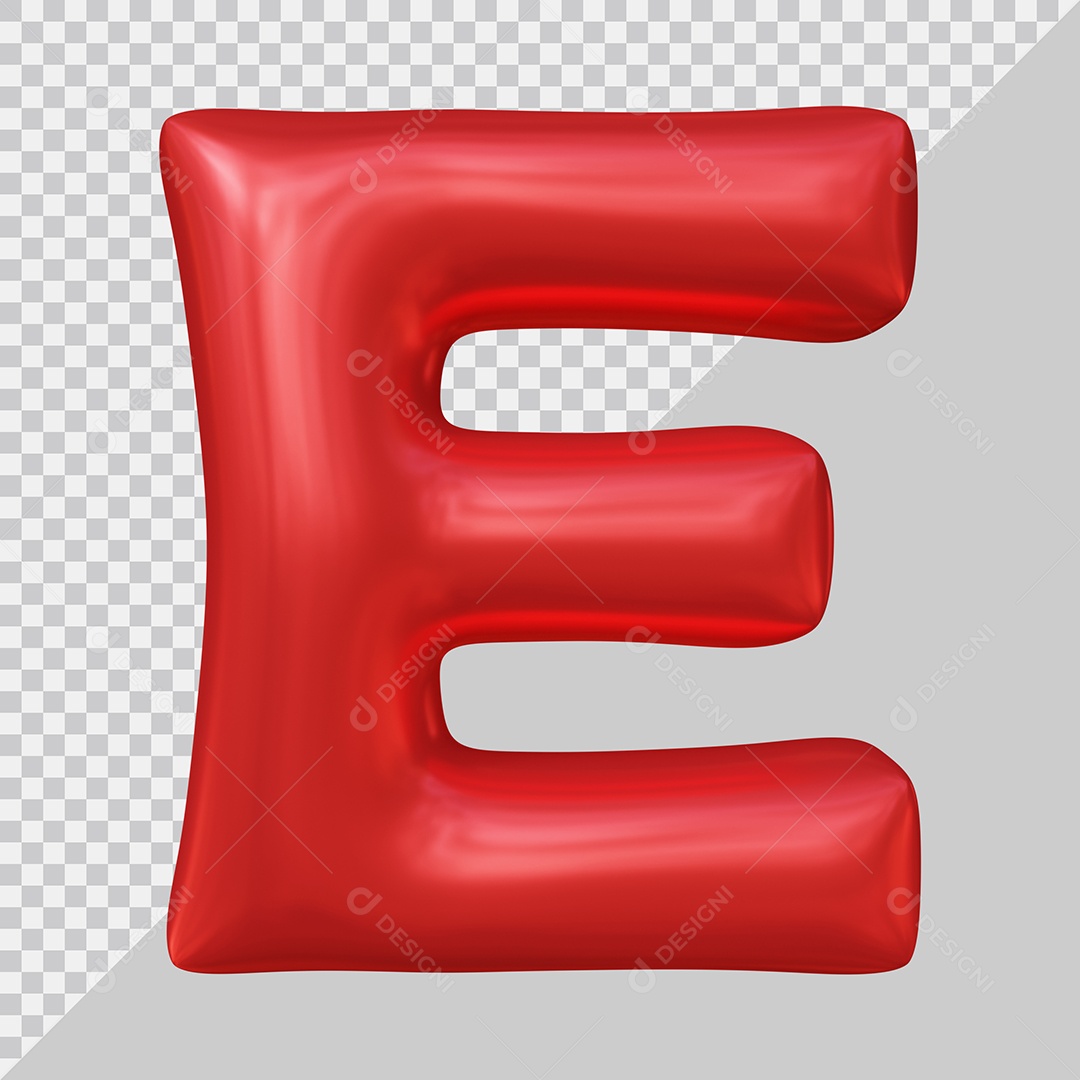 Elemento 3D Para Composição Letra E Maiúscula Vermelha PSD
