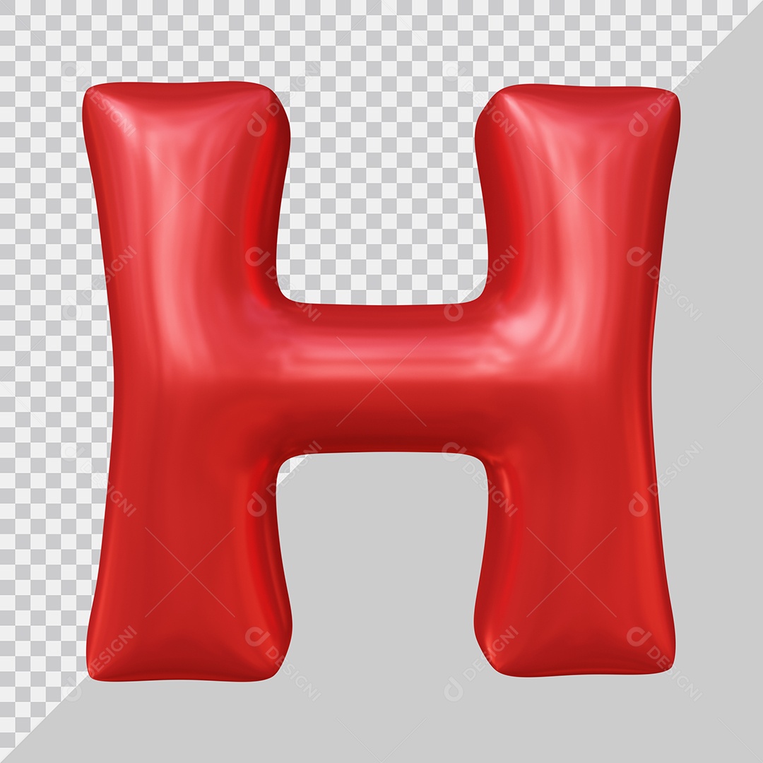 Elemento 3D Para Composição Letra H Maiúscula Vermelha PSD