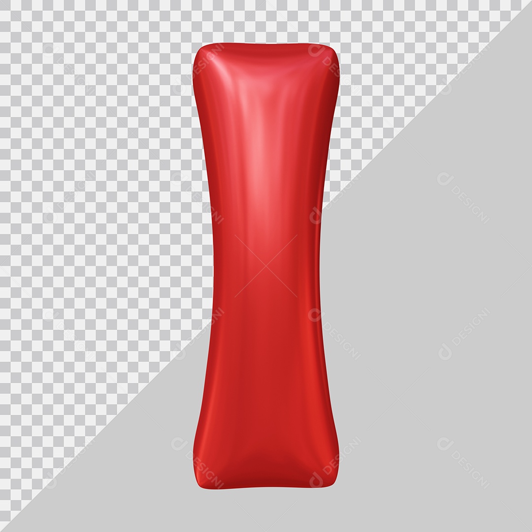 3D Element For Composition Letter I Red Uppercase PSD