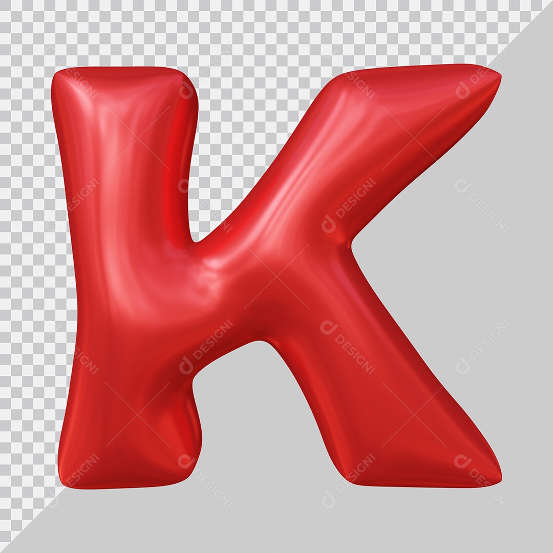Elemento 3D Para Composição Letra K Maiúscula Vermelha PSD