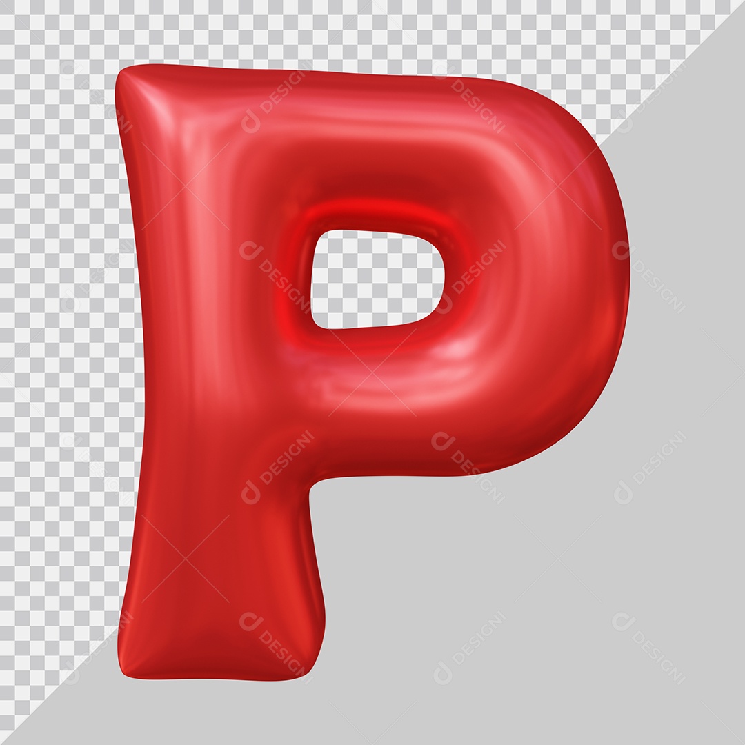 Elemento 3D Para Composição Letra P Maiúscula Vermelha PSD