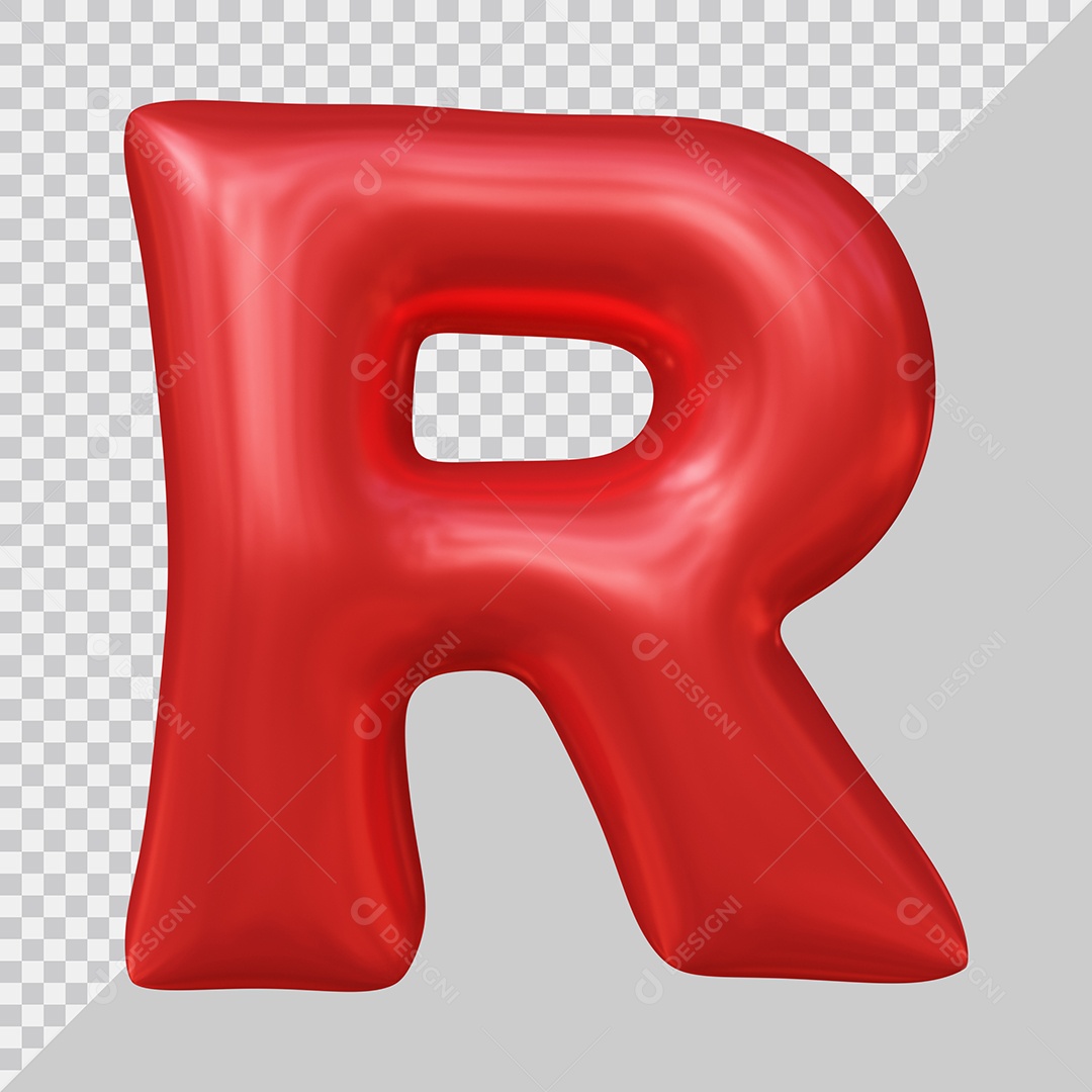 Elemento 3D Para Composição Letra R Maiúscula Vermelha PSD