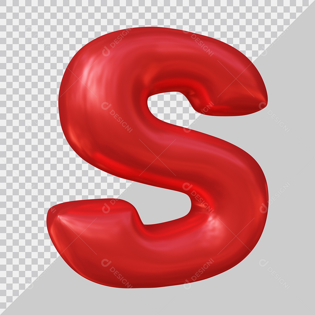 Elemento 3D Para Composição Letra S Maiúscula Vermelha PSD