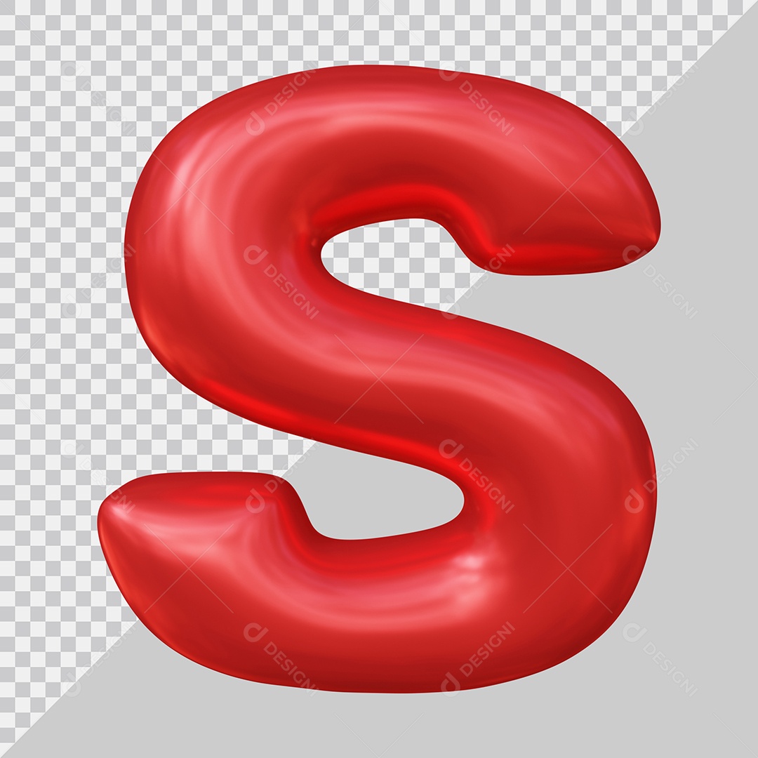 Elemento 3D Para Composição Letra S Maiúscula Vermelha PSD