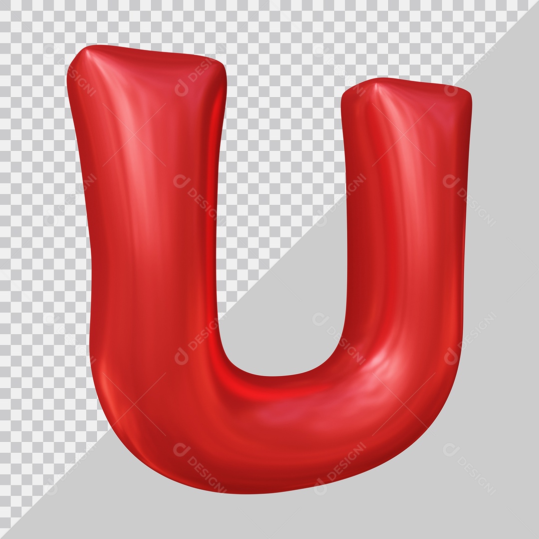 Elemento 3D Para Composição Letra U Maiúscula Vermelha PSD