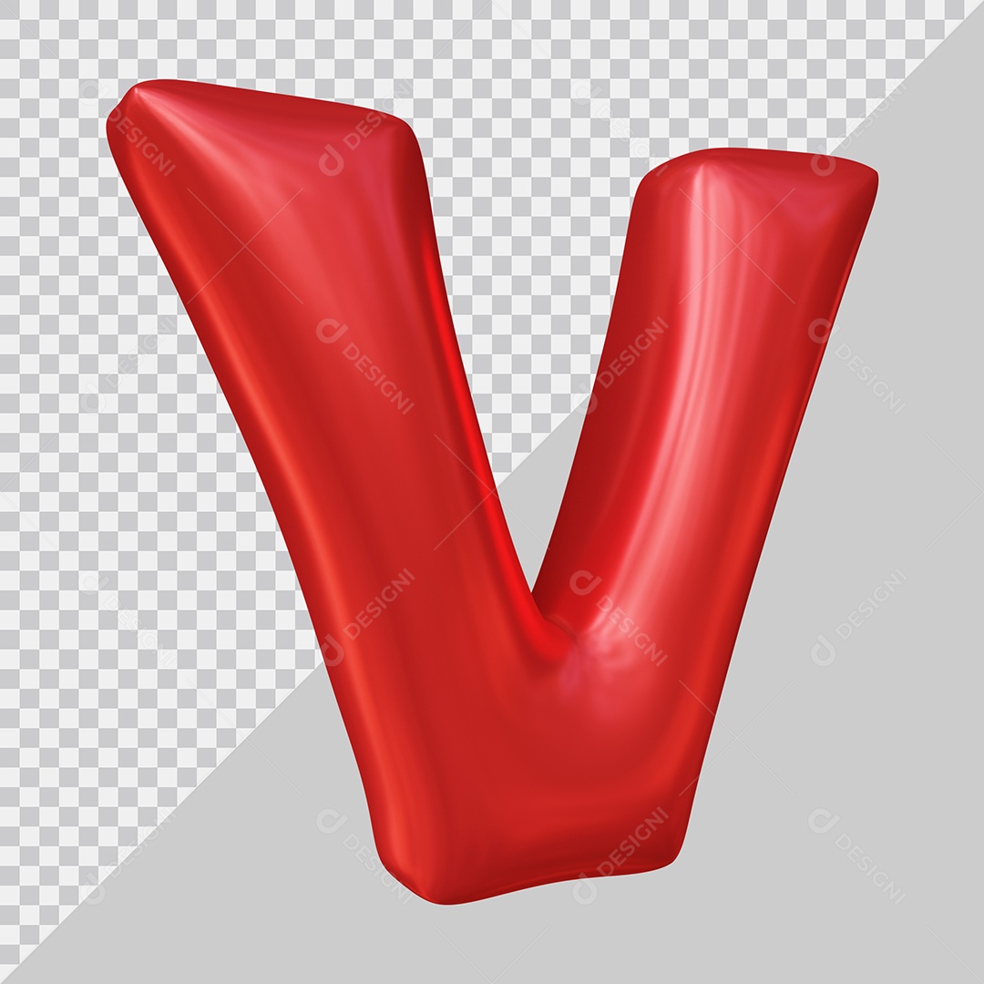 Elemento 3D Para Composição Letra V Maiúscula Vermelha PSD