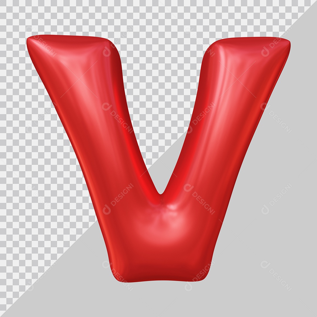 Elemento 3D Para Composição Letra V Maiúscula Vermelha PSD