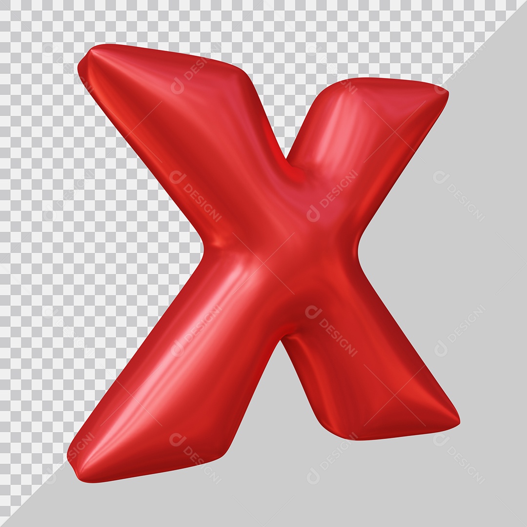 Elemento 3D Para Composição Letra X Maiúscula Vermelha PSD