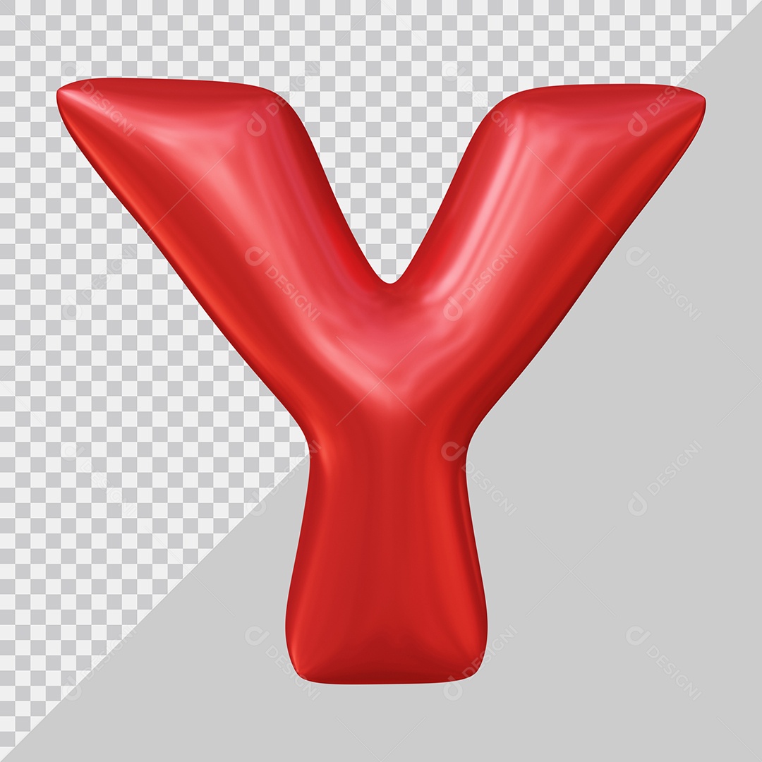 Elemento 3D Para Composição Letra Y Maiúscula Vermelha PSD