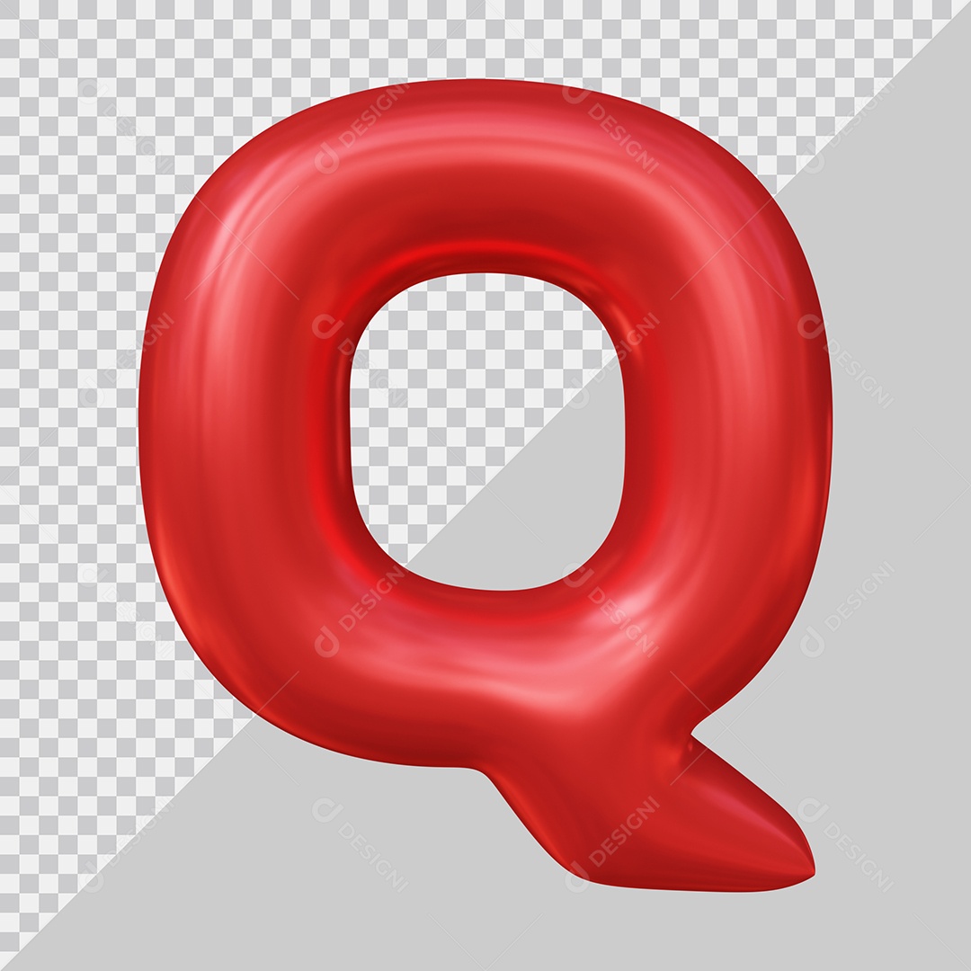Elemento 3D Para Composição Letra Q Maiúscula Vermelha PSD